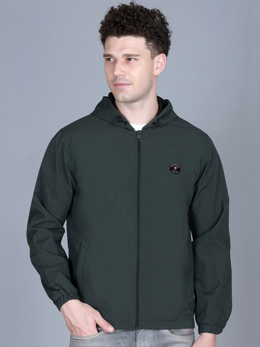 MOUNTAIN COLOURS Men's Green Sports Bomber Jacket