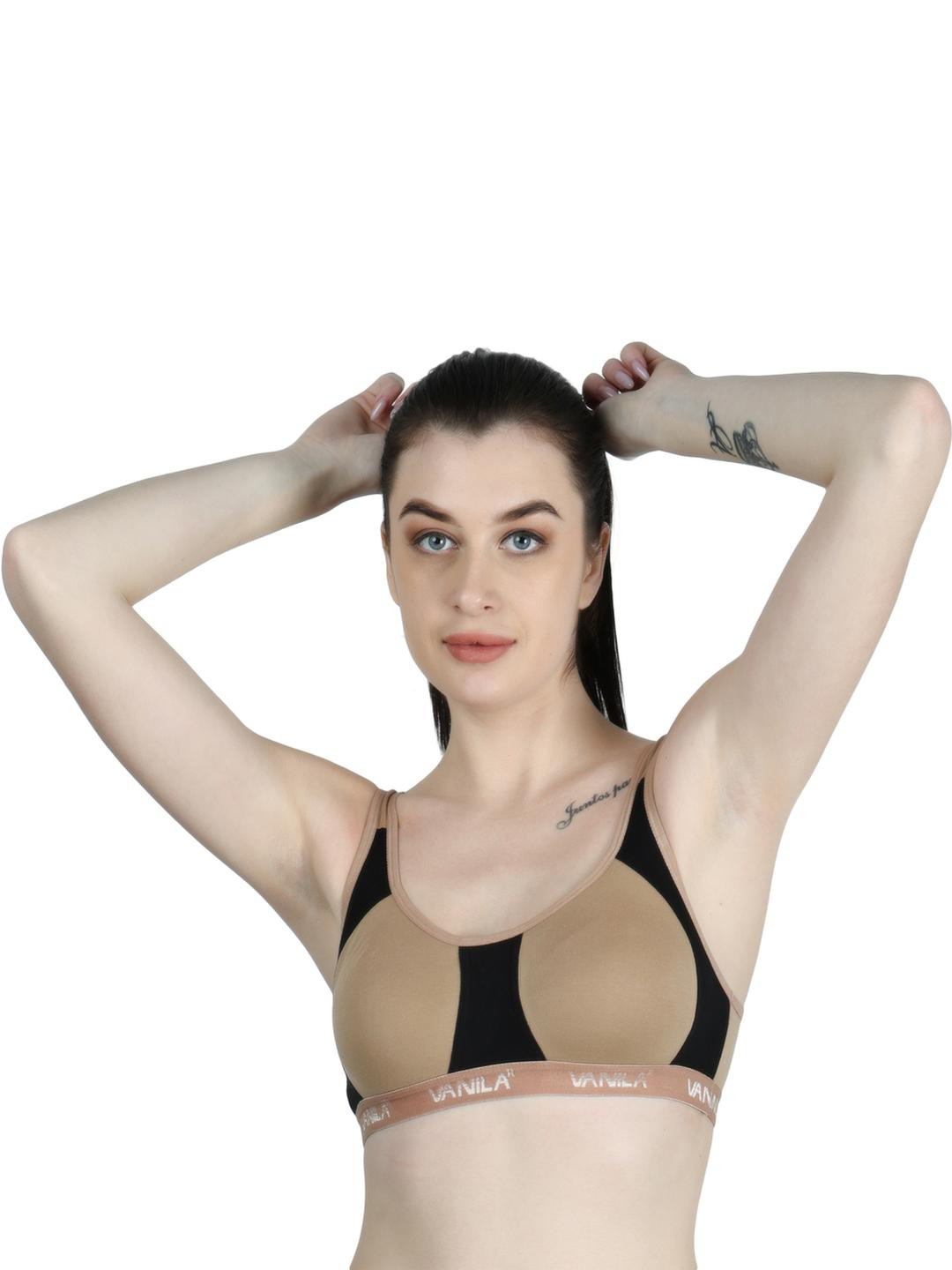 VANILA Colourblocked Sports Bra Full Coverage