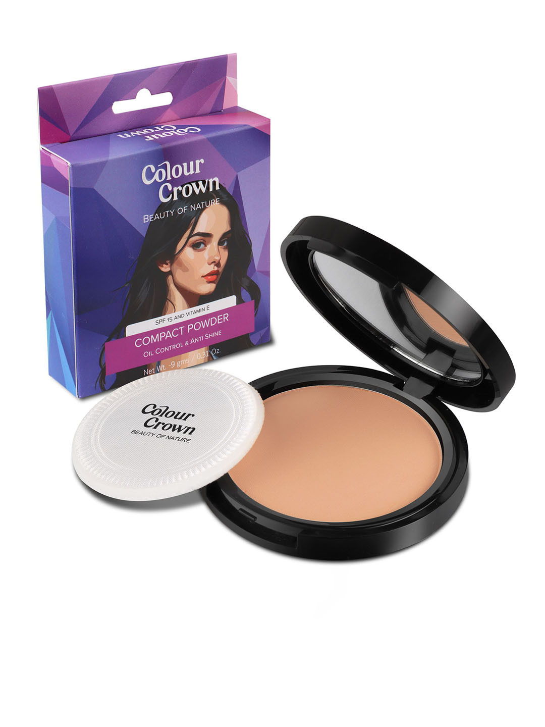 CROWN Beauty Of Nature Longwear Mattifying Compact- CP-4 Coral Beige