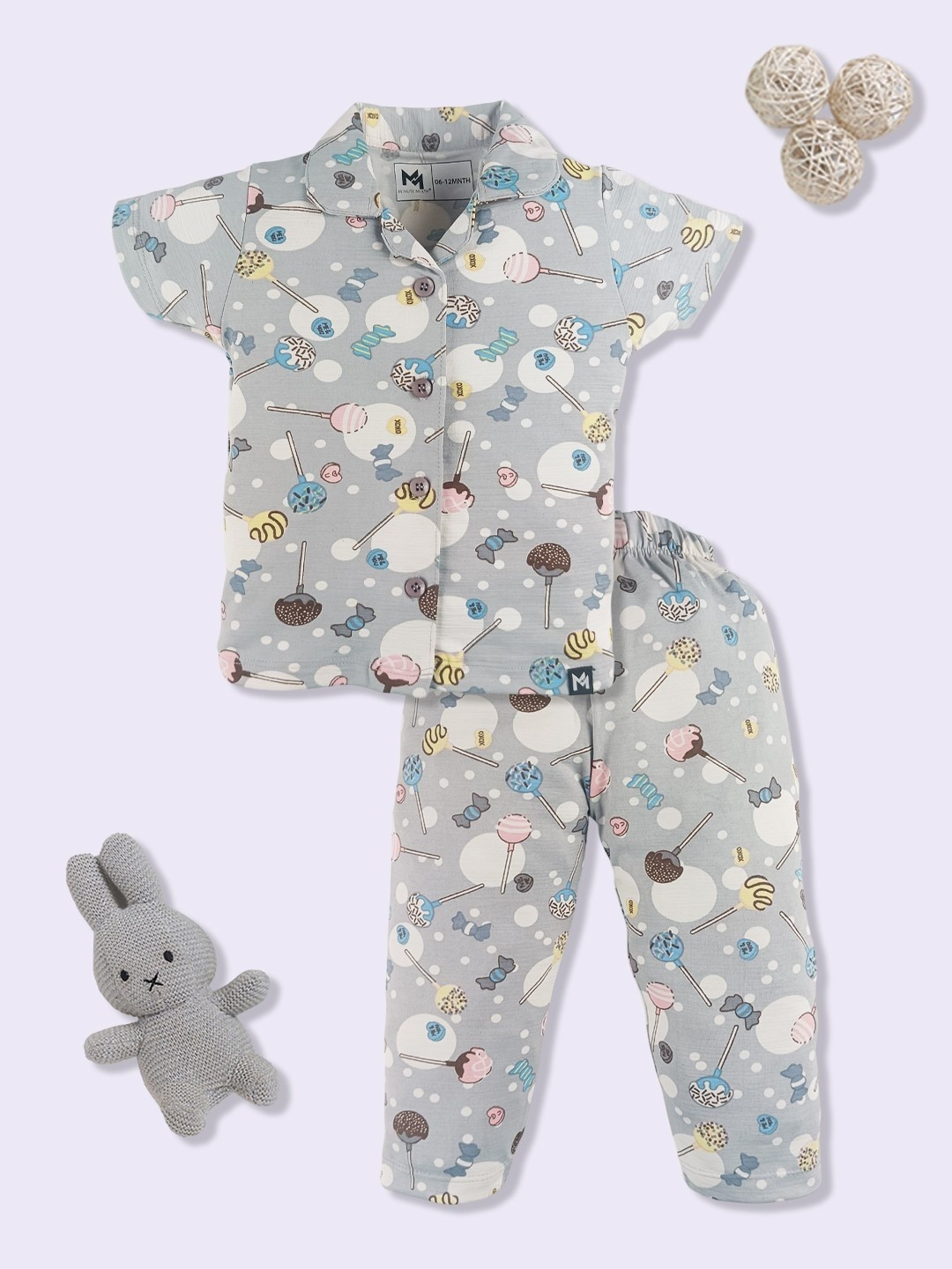 YK X Minute Mirth Girls Floral Printed Night suit