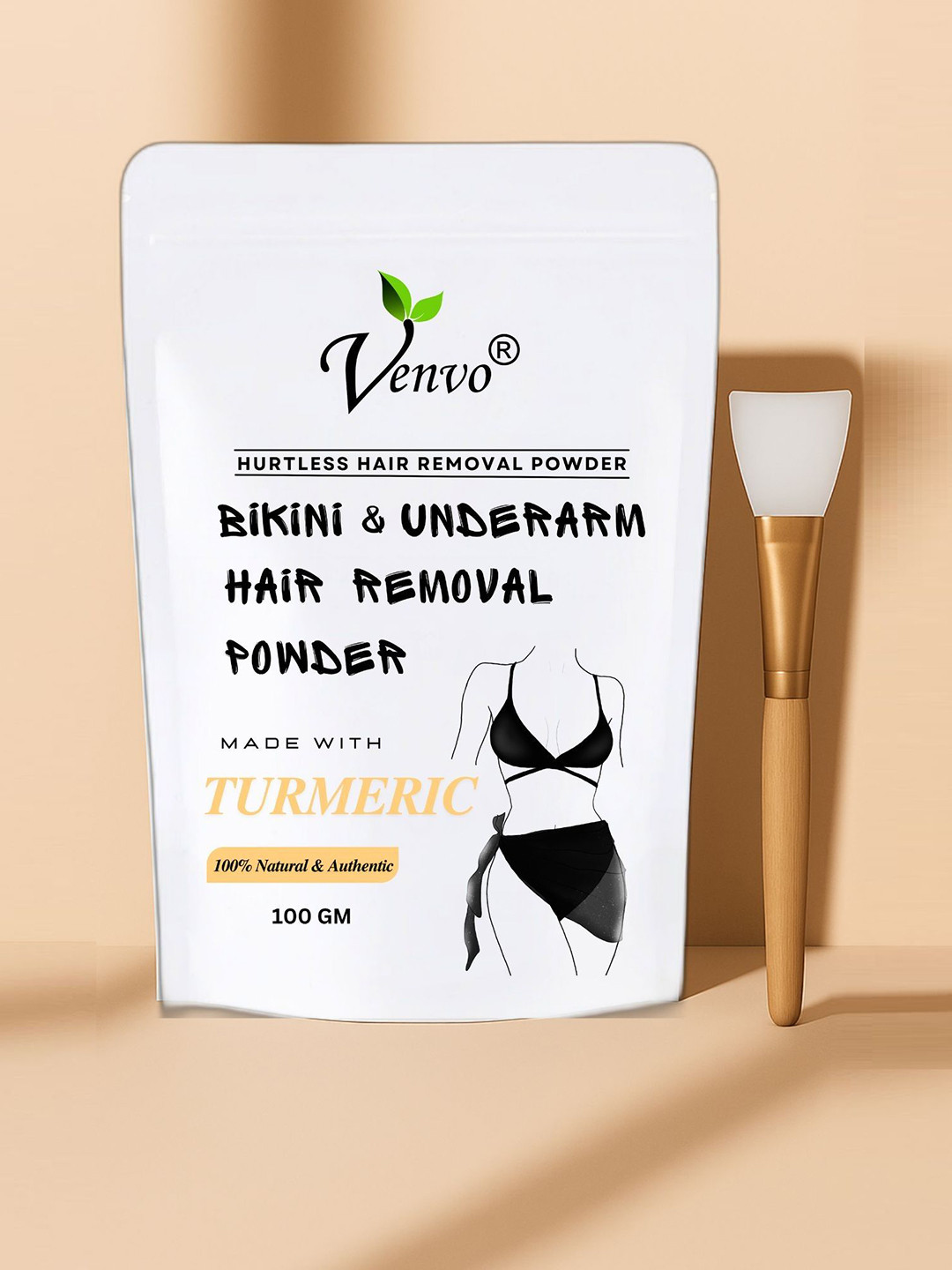 VENVO Turmeric Herbal Wax Powder With Brush- 100 g