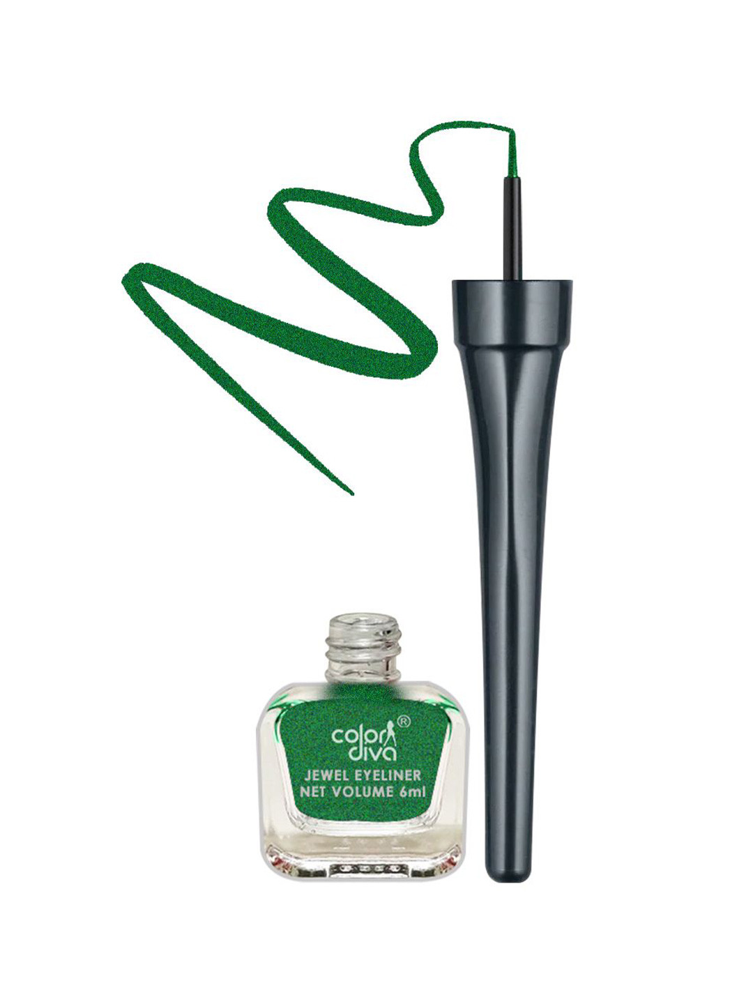 Color Diva Jewel Waterproof Shimmer Liquid Eyeliner - 6 ml - Green