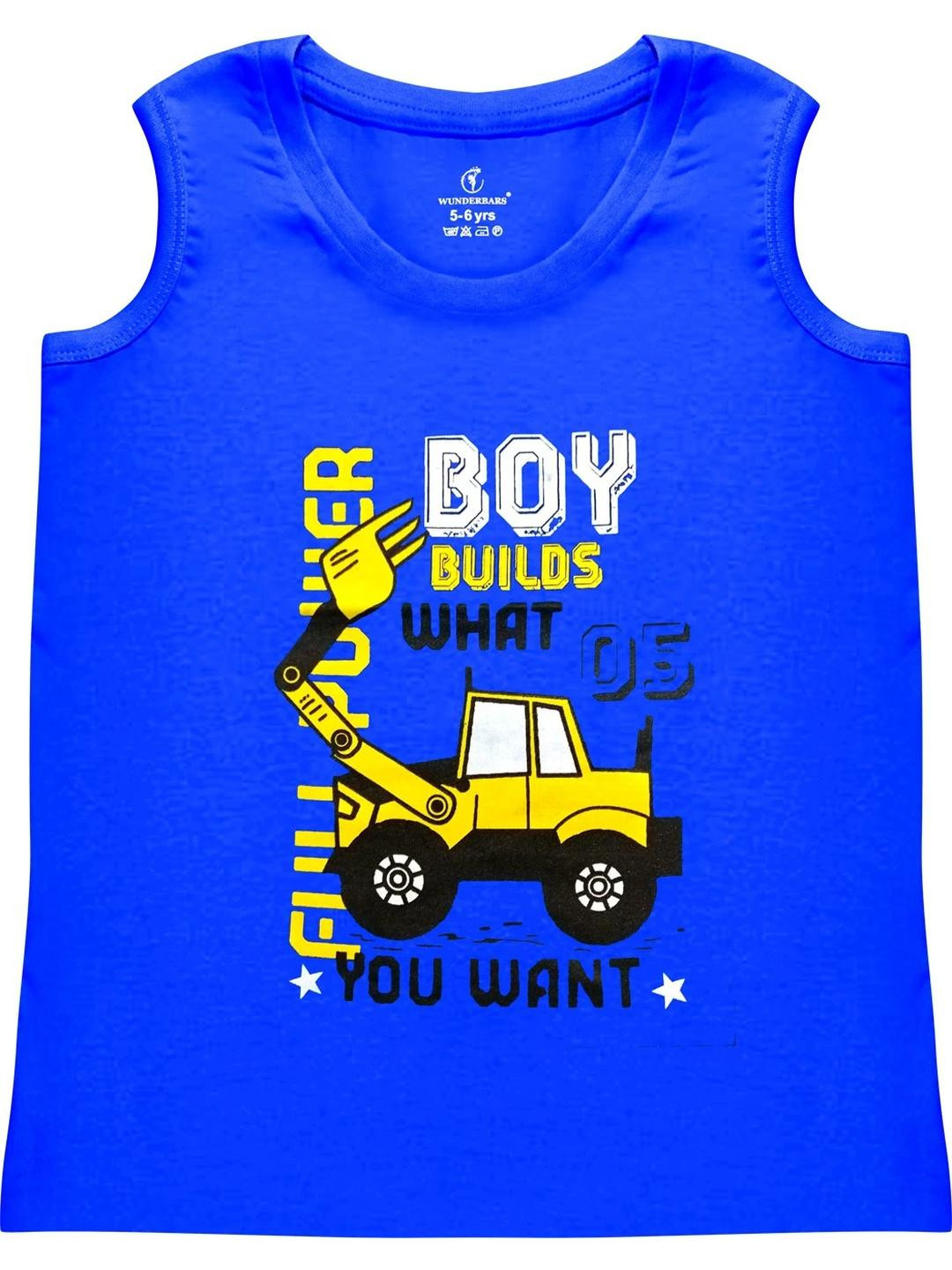 Wunderbars Kids  Blue Round neck sleeveless T-shirt