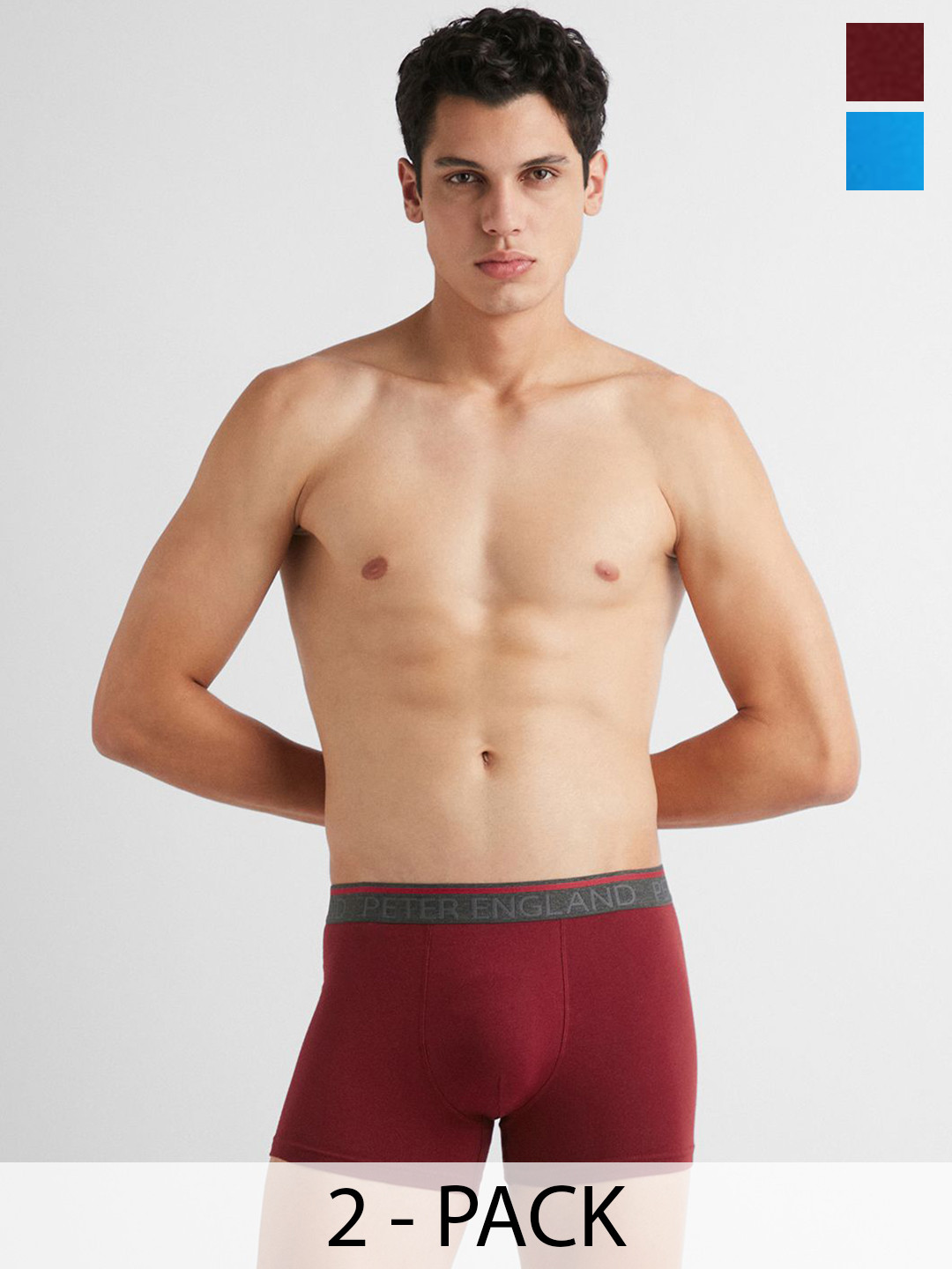 Peter England Men Pack Of 2 Outer Elastic Short Trunks PETRWRGBU58775