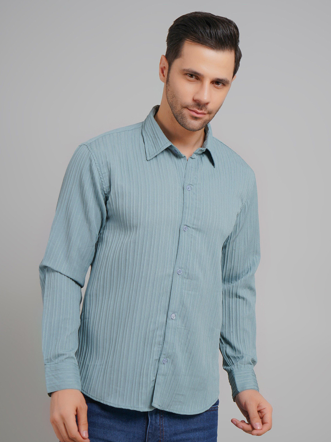 Kushi Flyer Comfort Fit Textured Spread Collar Shirt