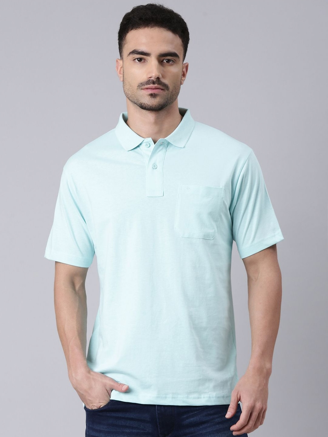 Classic Polo Men Floral Polo Collar Pockets T-shirt