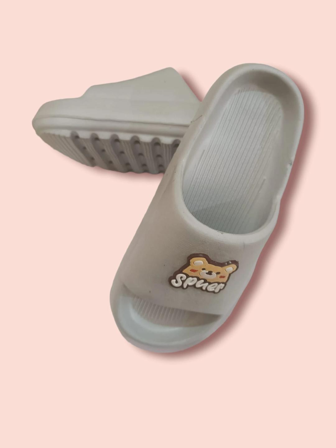 Crawl & Sprint Men Grey Solid Rubber Sliders