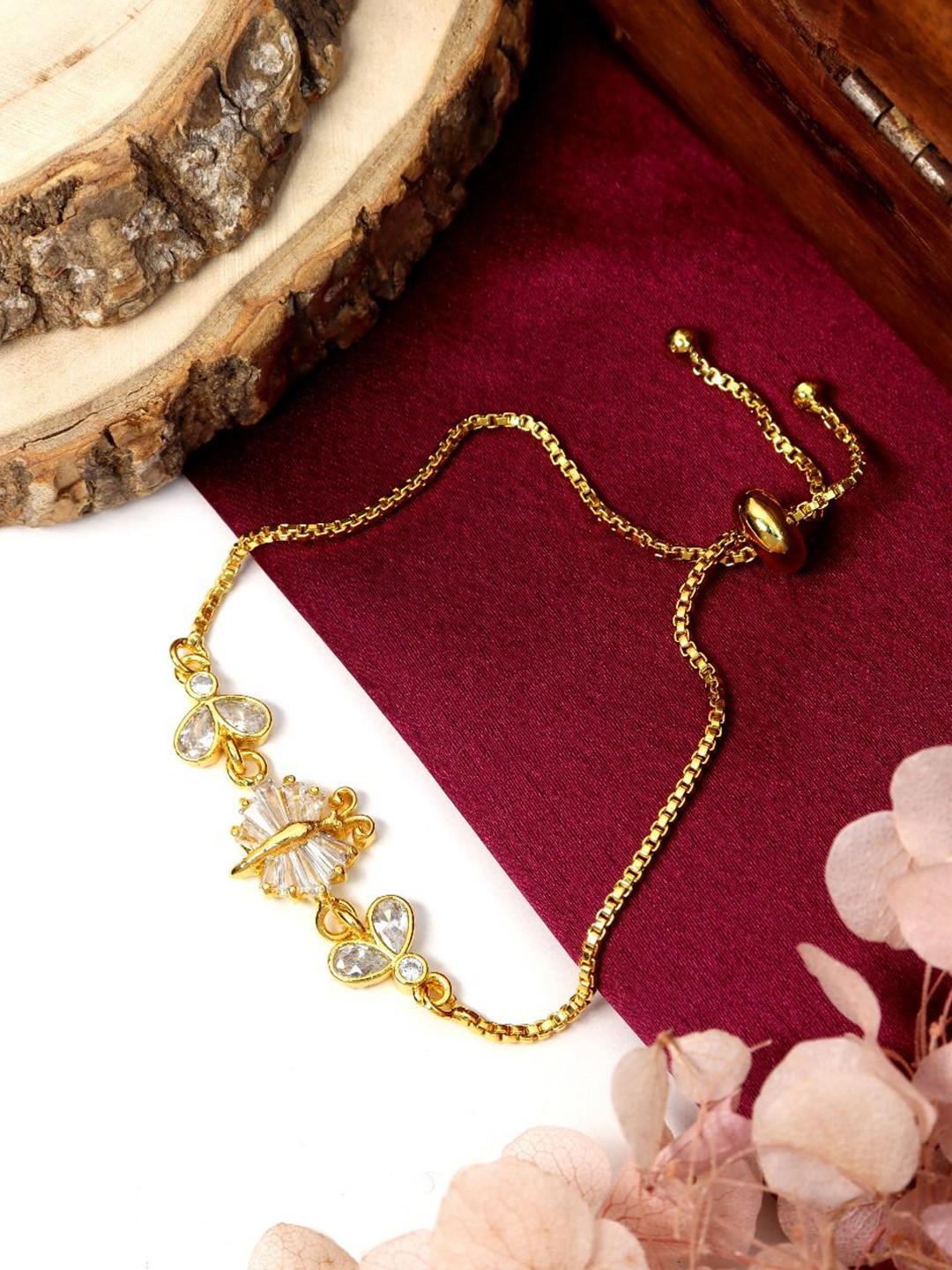 City Girl  24K Gold-Plated Cubic Zirconia Studded Wraparound Adjustable Bracelet