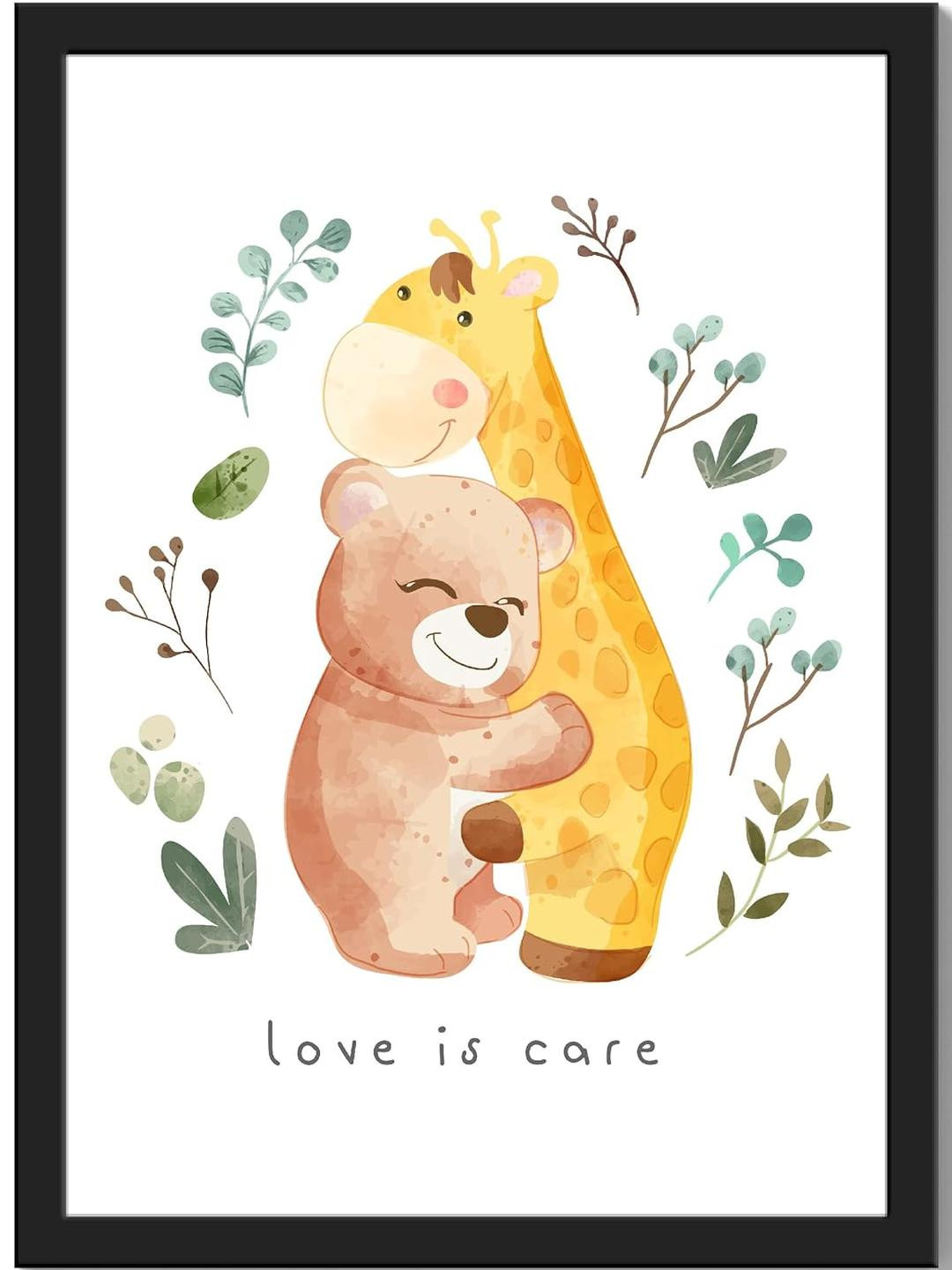 TAGVE Giraffe Bear Hugging Nursery Wall Art