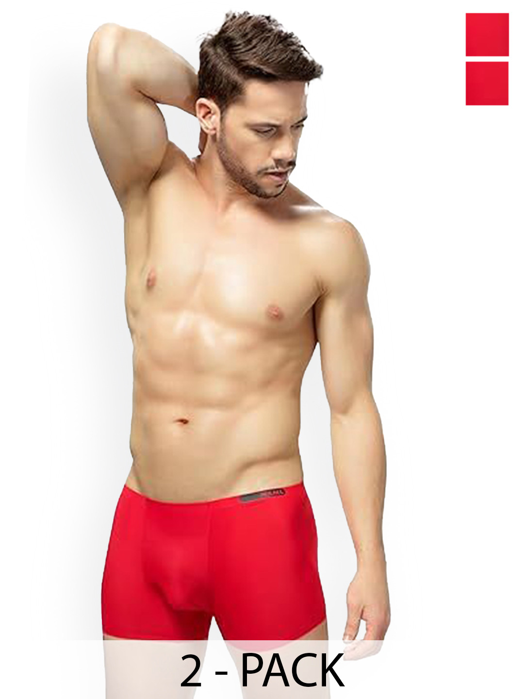 MAML Men Pack Of 2 Ultra-Soft Anti-Odour Basic Briefs UC-102-Red-PACK OF 2-M