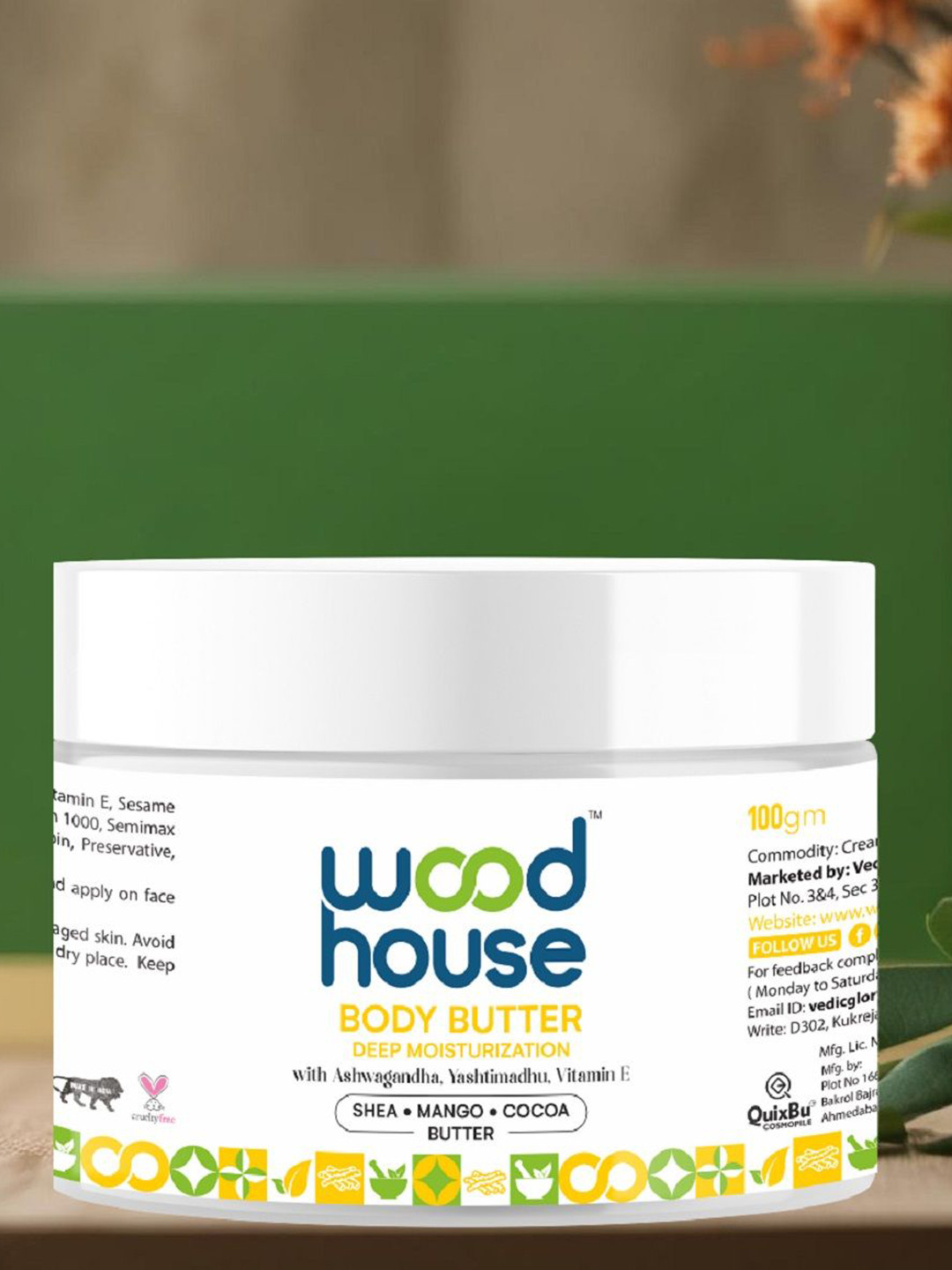 Wood House Body Butter Moisturizer With Shea, Mango & Cocoa Butter - 100 ml