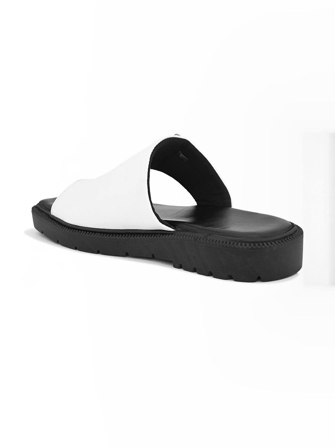 REAL BLISS FOOTWEAR Men White Leather Comfort Sandals