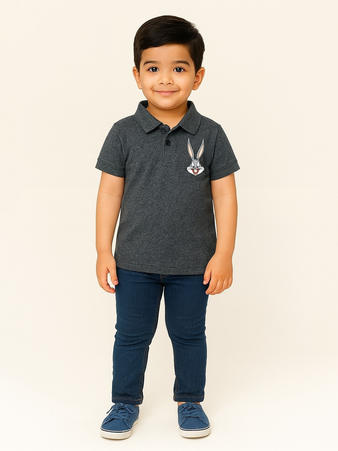 YK X Minute Mirth Boys Looney Tunes Applique Polo Collar T-shirt