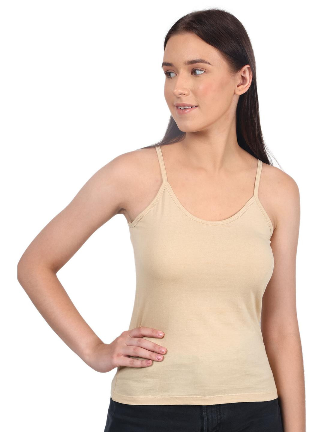 VANILA Pack of 2 Women Beige & White Cotton Camisole Tank Top