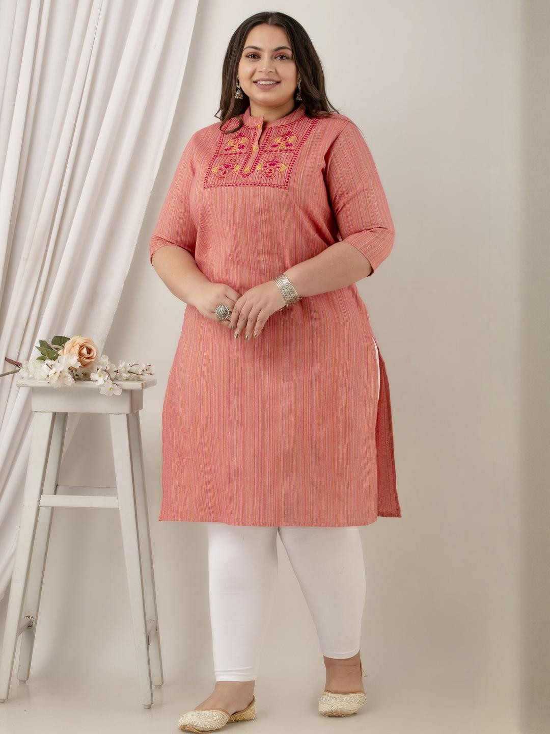 SHRITIKA Women Red Pure Cotton Kurtis