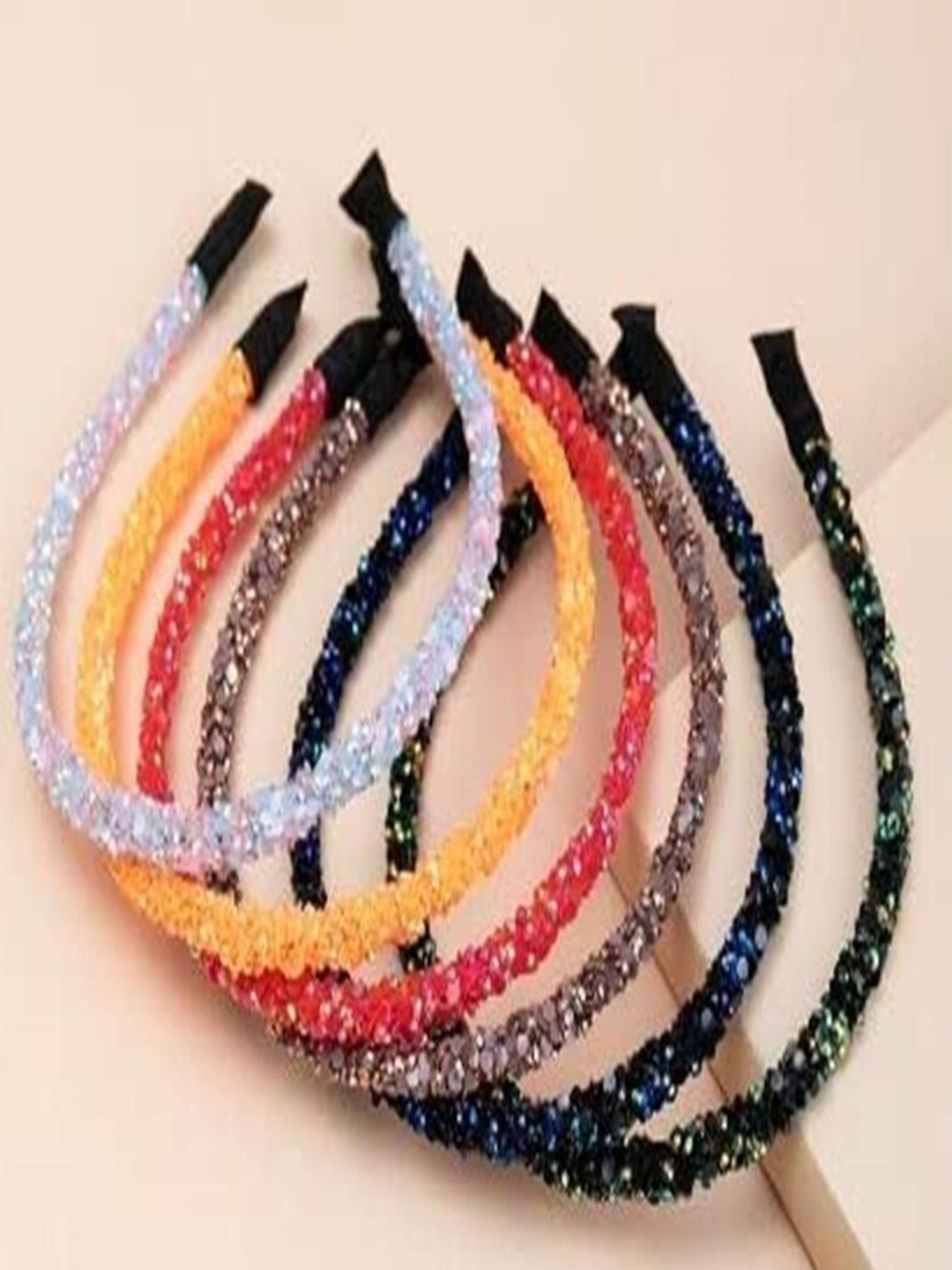 DN ENTERPRISES Women Set Of 6 Glitter Hair Sparkle Skinny Headband Hairband