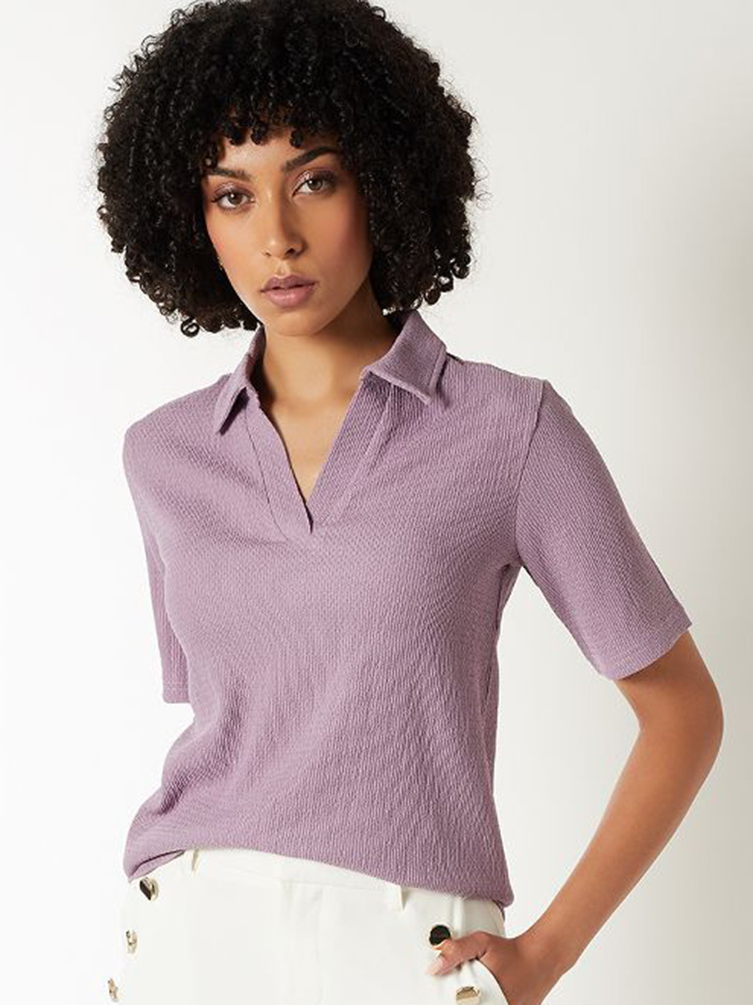 max Self Design Polo Collar T-shirt