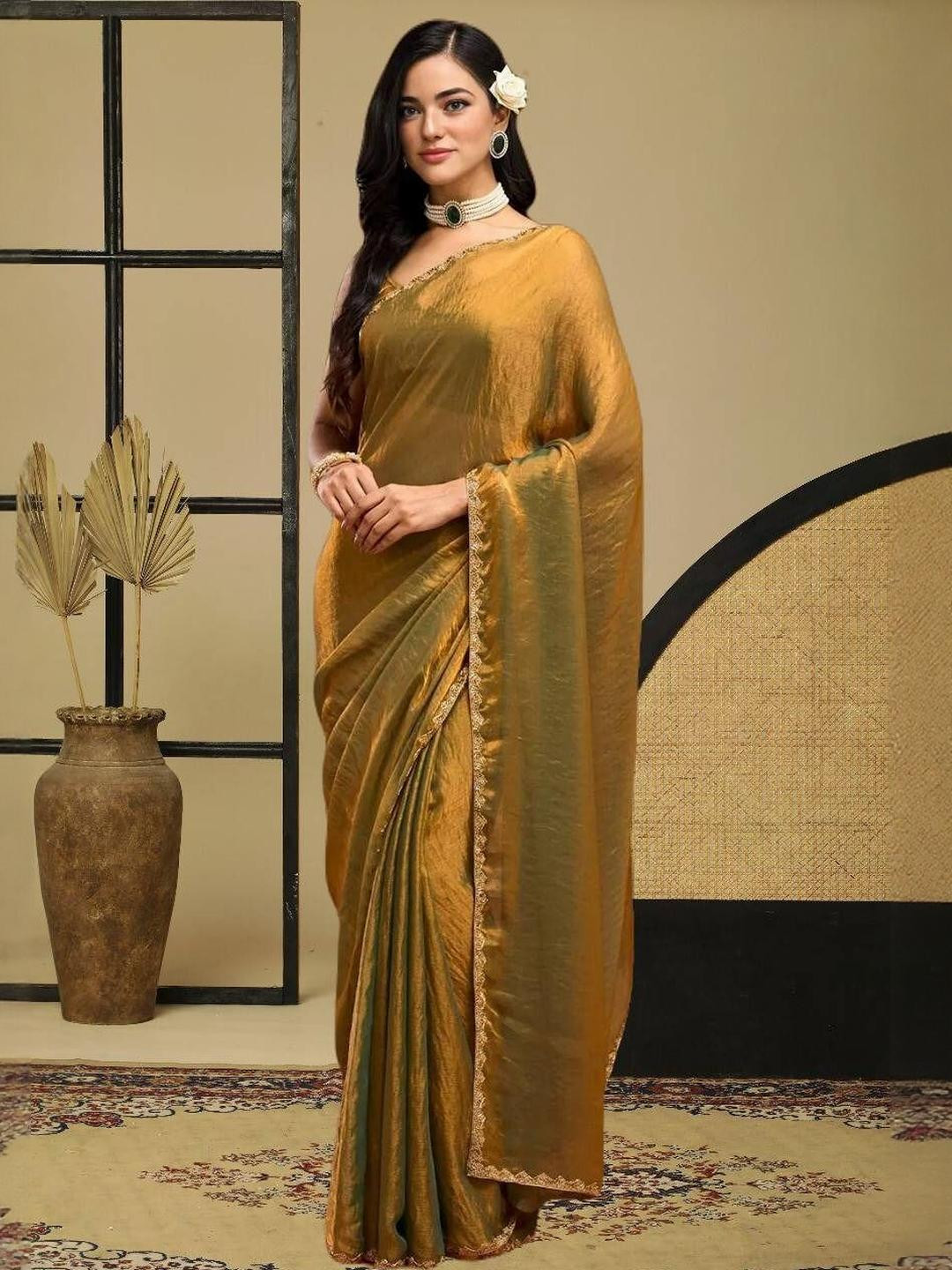 Jahal Fashion Embellished Beads and Stones Saree