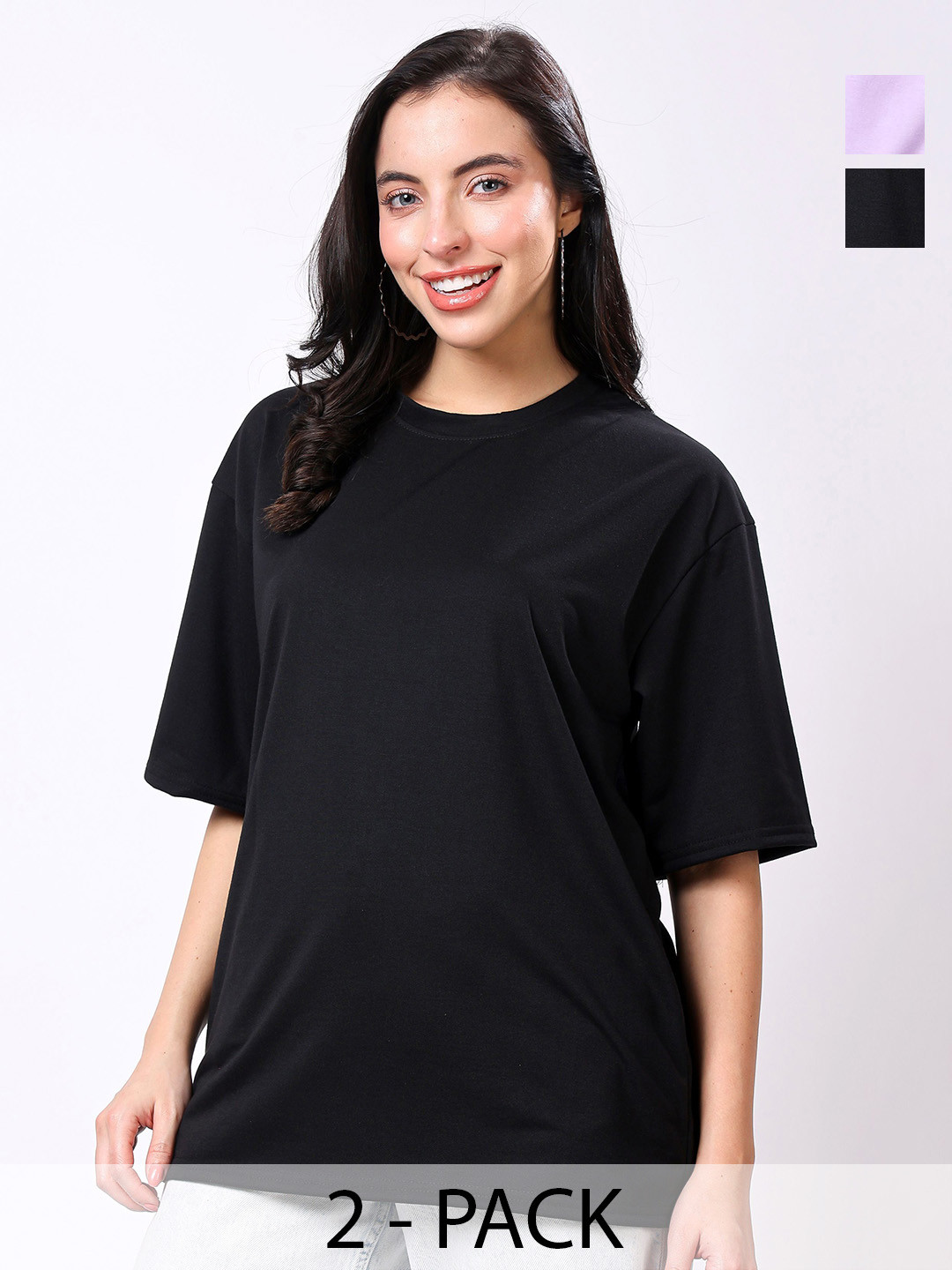 TQH Women Pack of 2 Graphic Oversized T-shirts