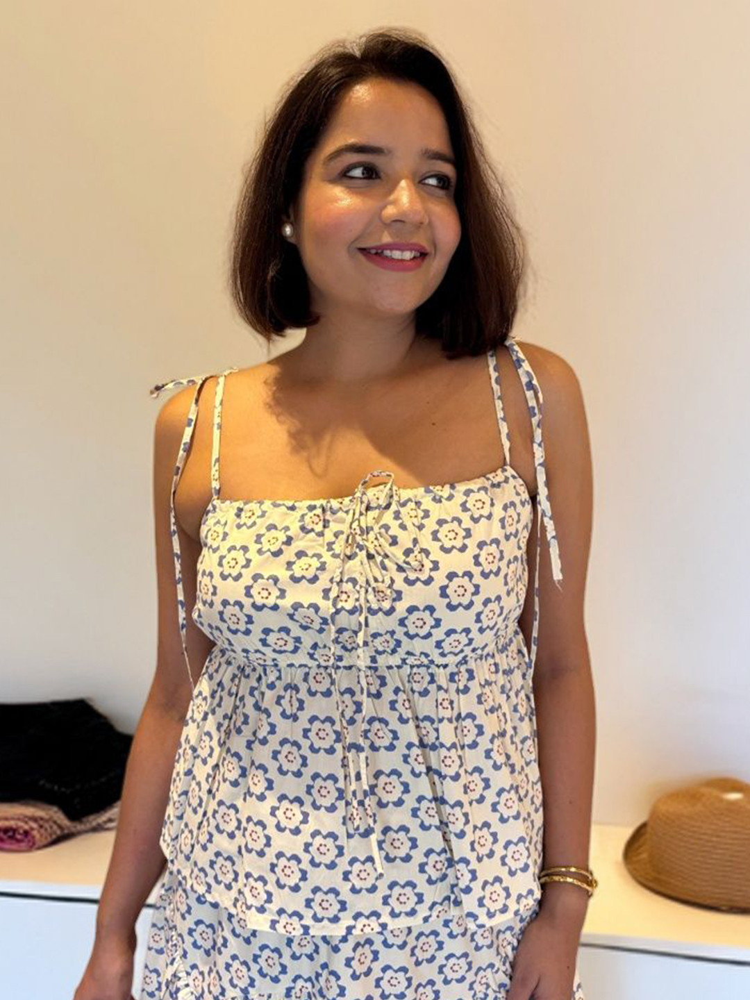 Label Tanvee Bloom Garden Women Floral Printed Cotton Tie-Up Empire Top