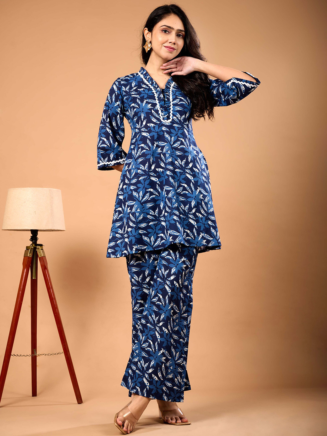 Le Mec Women Pure Cotton Tunic With Trousers Co-Ords