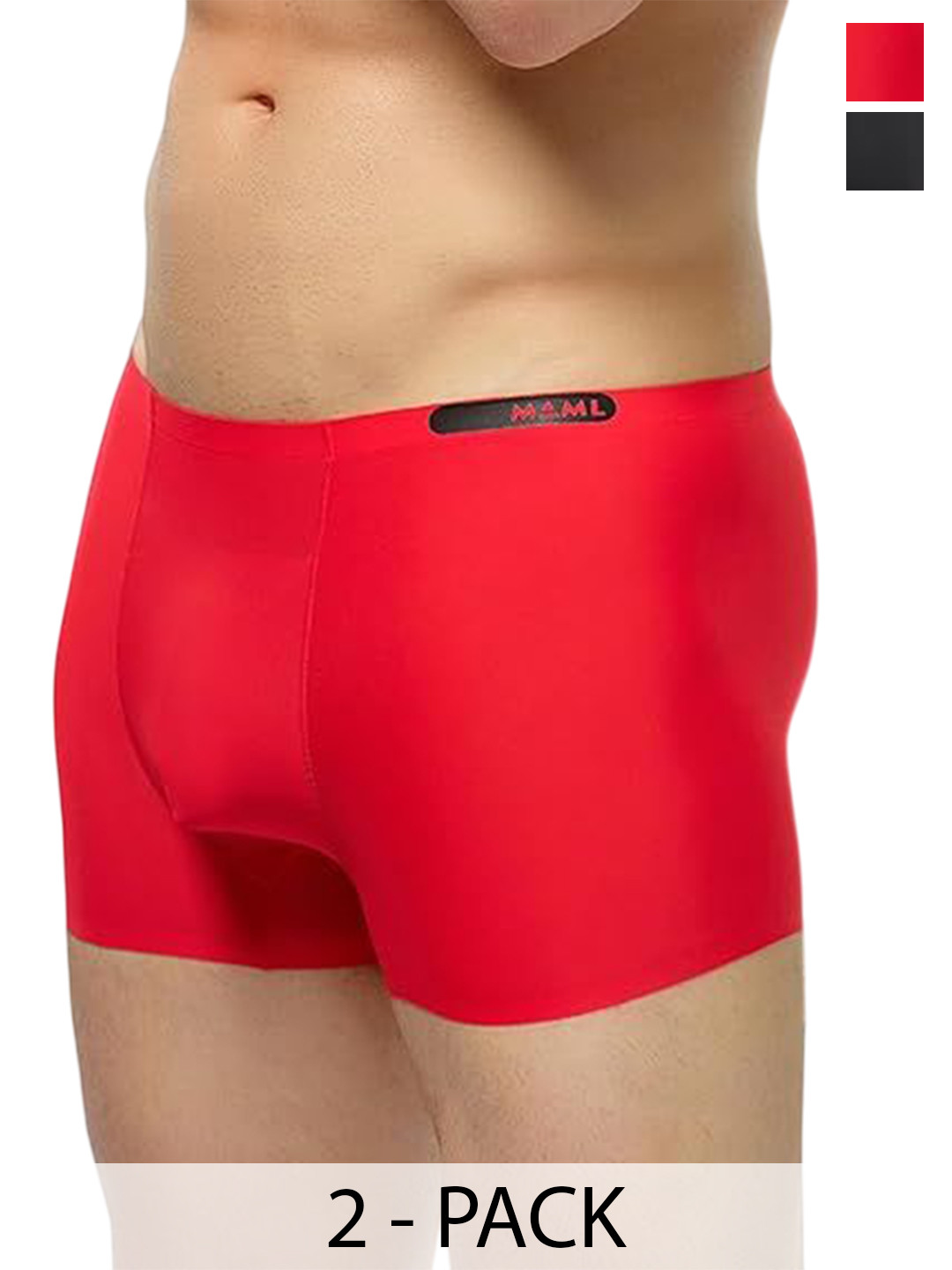 MAML Men Pack of 2 Mid-Rise Ultra-Soft Basic Briefs UC-102-Black Red-PACK OF 2-M
