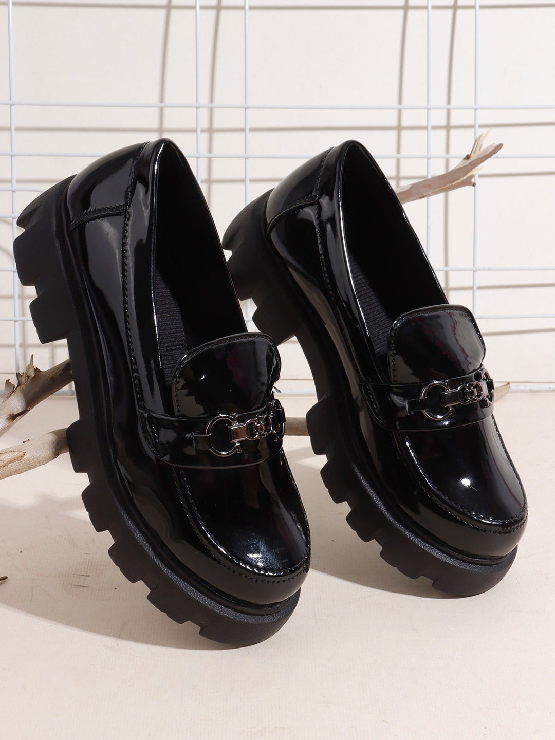 CORSICA Women Slip-On Wide Loafers With Buckles