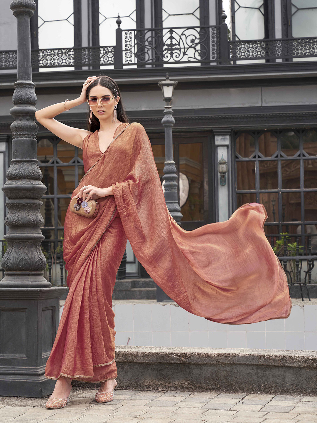 Tikhi Imli Two Tone Ready to Wear Saree With Embellished Lace