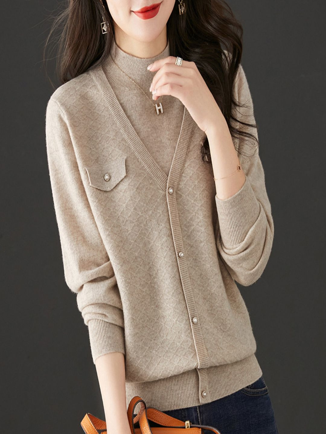 StyleCast V-Neck Button-Front Cardigan