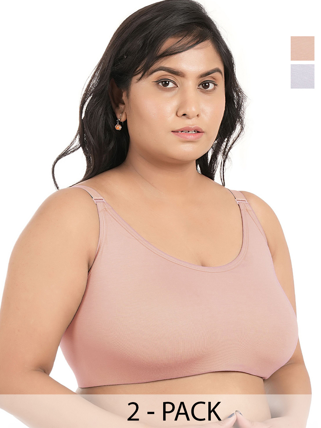 elina Women Pack Of 2 Pulse Size Solid Full Coverage Bra