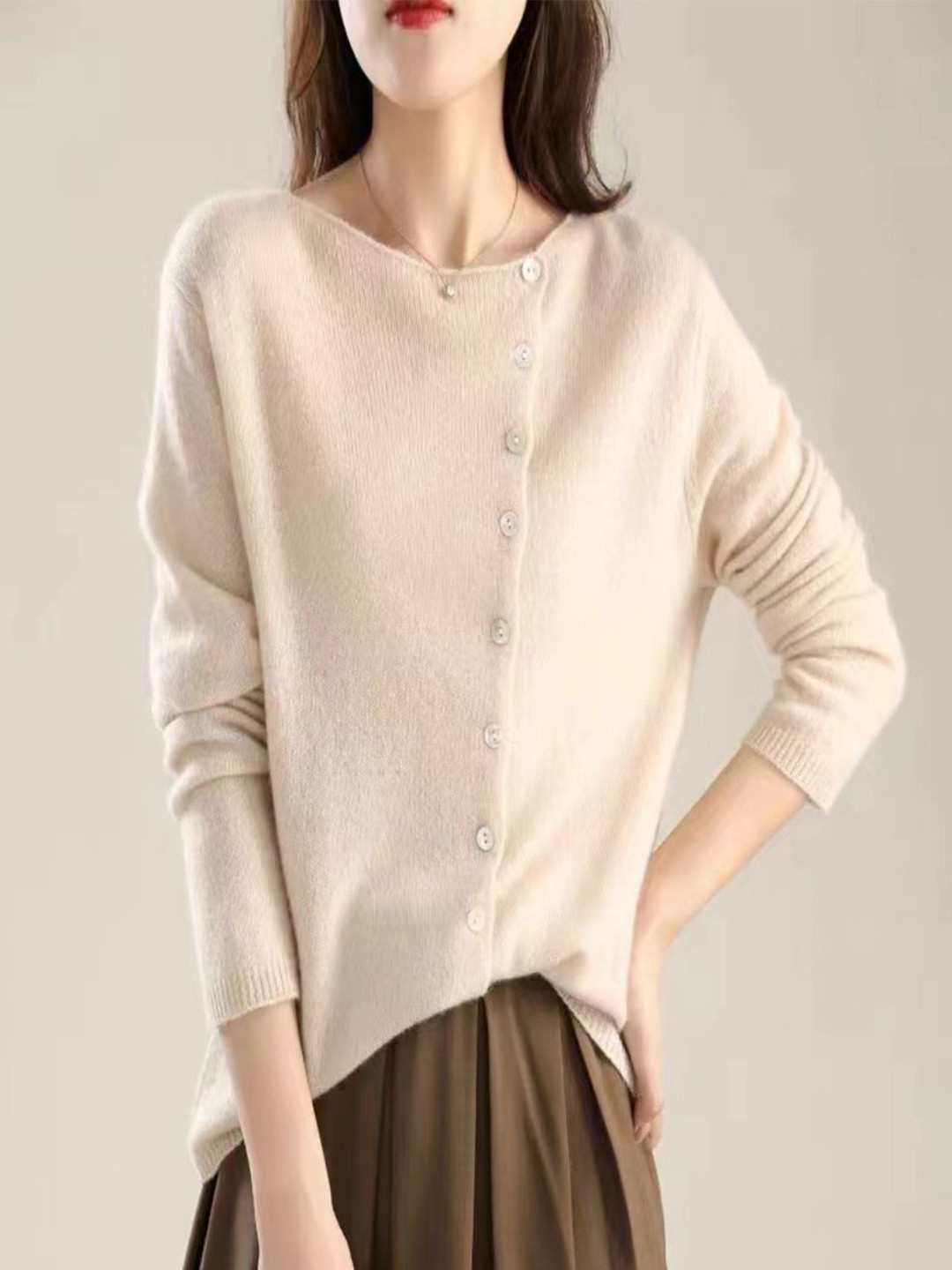 StyleCast Women Solid Asymmetrical Button-Front Cardigan