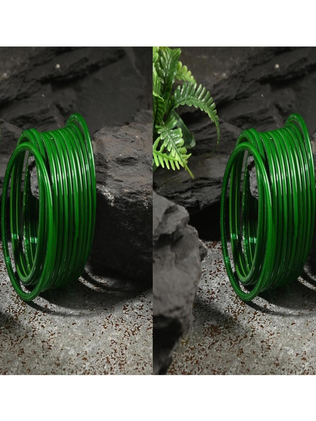 1ST TIME Set Of 24 Green Antique Glass Bangles