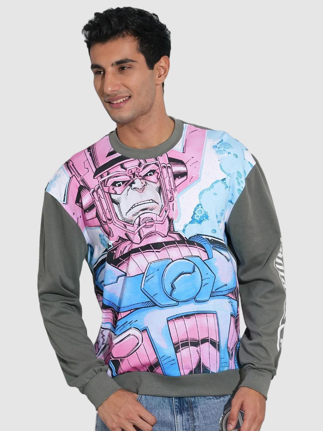 Being Human Men Fantastic Four Printed Cotton Drop-Shoulder Sweatshirt
