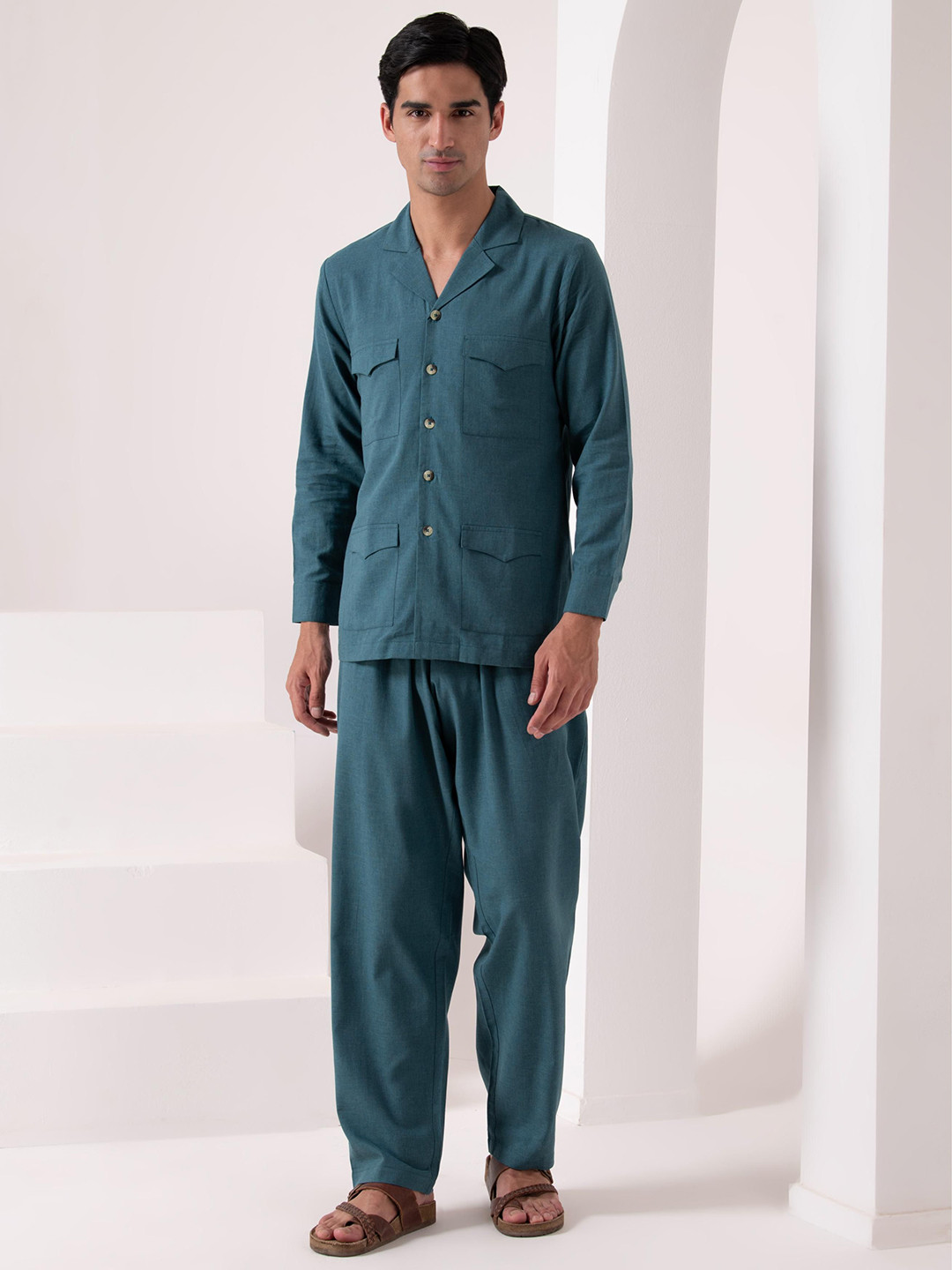 HOUSE OF S Men Shirt & Trousers Co-Ord Set