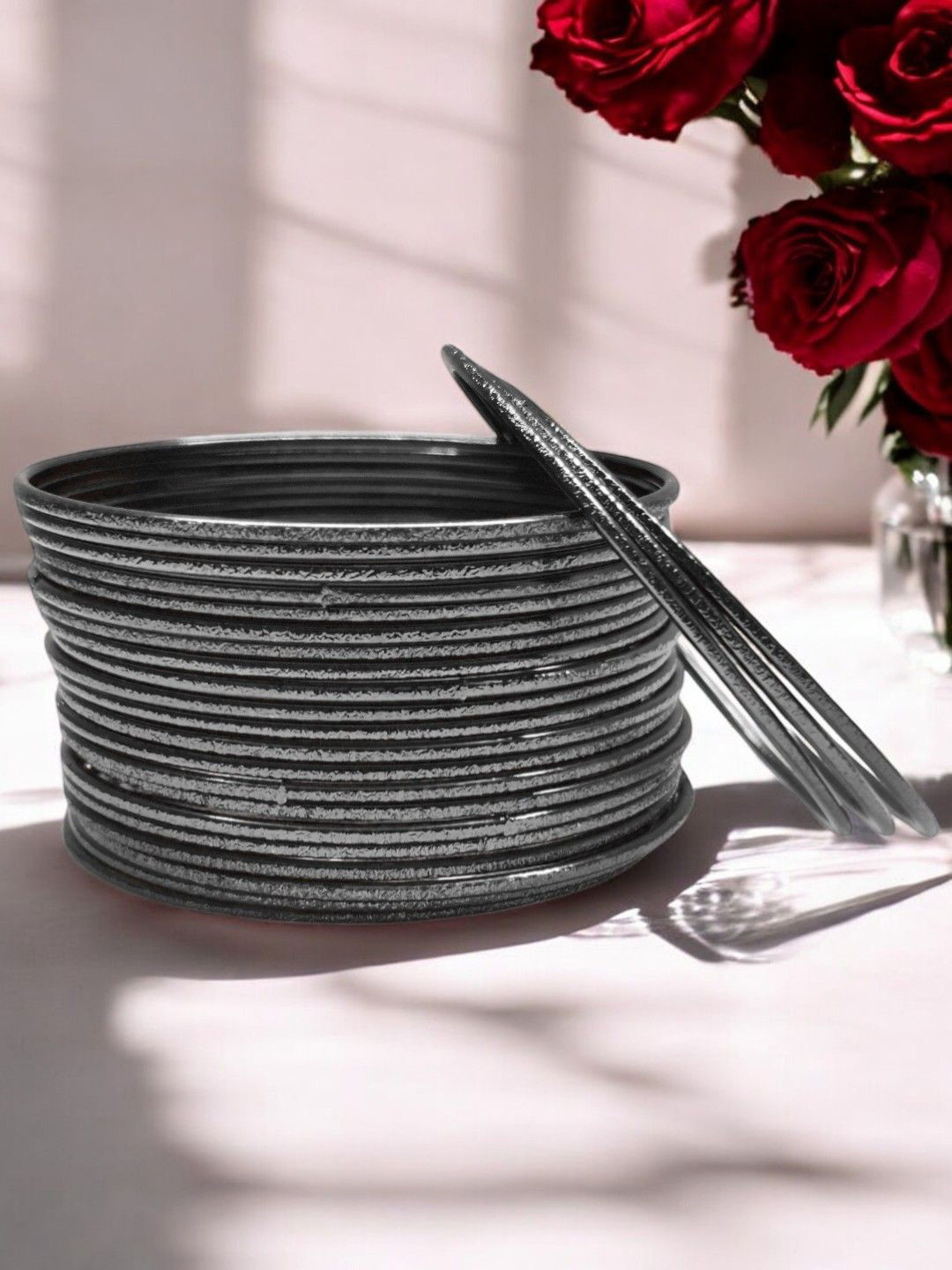 fabula Set Of 24 Oxidised Shimmer Bangles