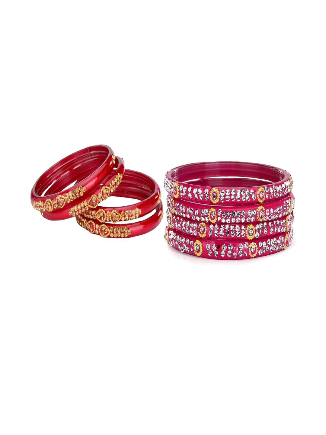 1ST TIME Combo of 2 Artificial Stones Studded Bangles Set