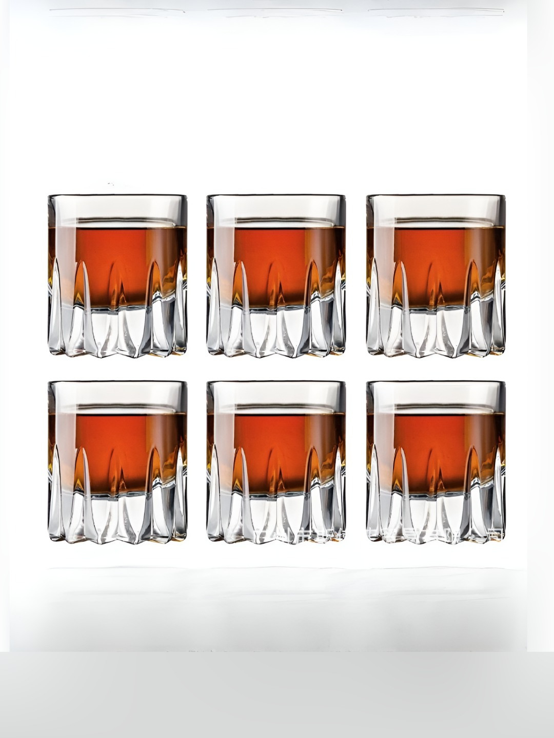 SMOKEY COCKTAIL Transparent 6 Pieces Textured Whiskey Glasses