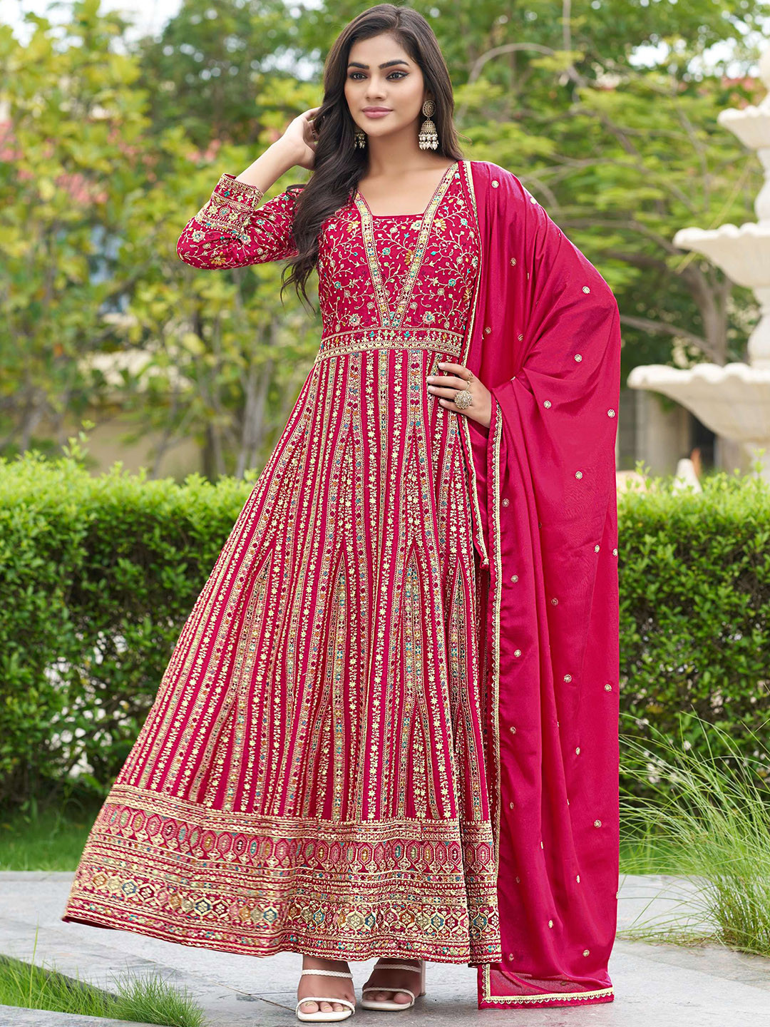 Miss Ethnik Women Embroidered Fit & Flared Ethnic Dresses