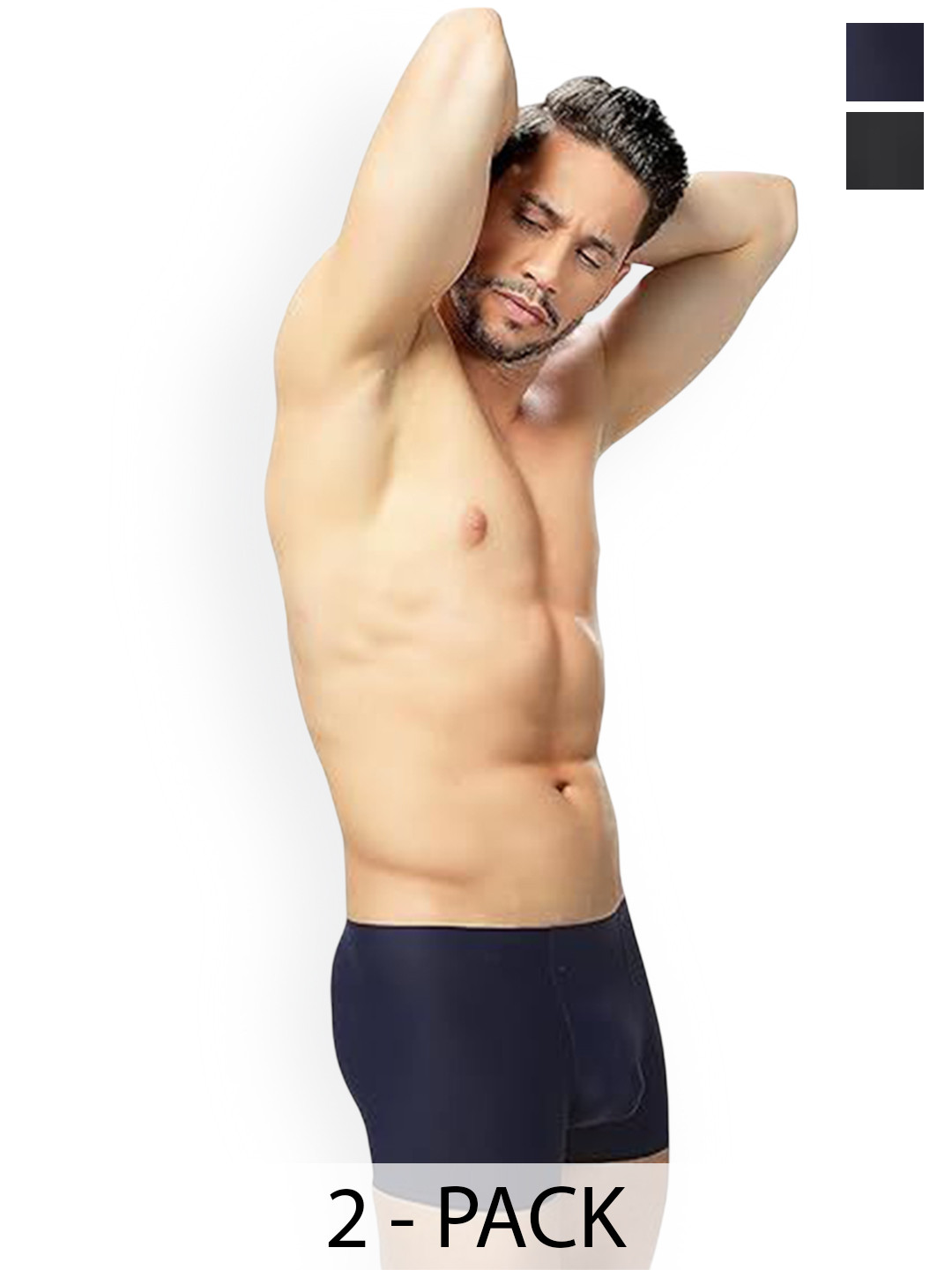 MAML 2Pcs Trunks UC-102-BLACK NAVY BLUE-PACK OF 2-M-Black And Navy Blue