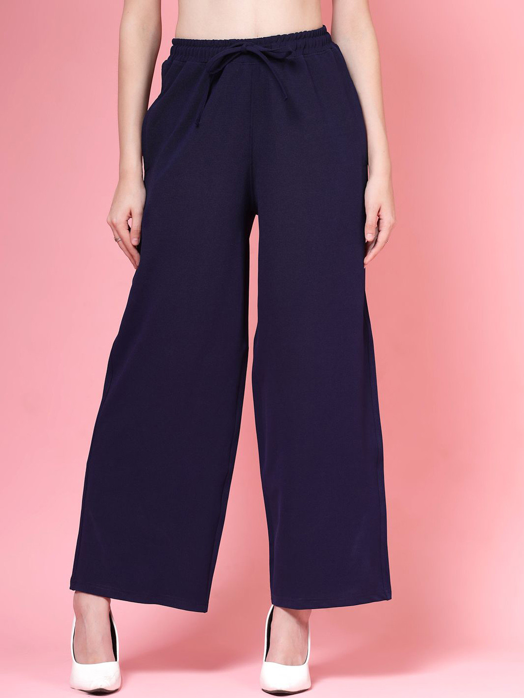 SZN Women Textured Mid-Rise Relaxed Fit Wide Leg Trousers