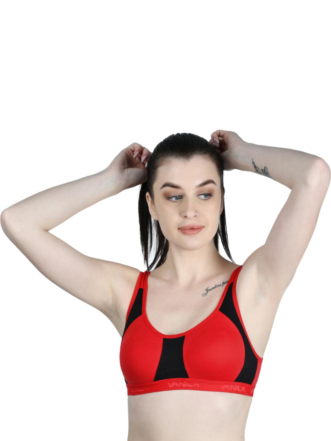 VANILA Red Full Coverage Sports Bra