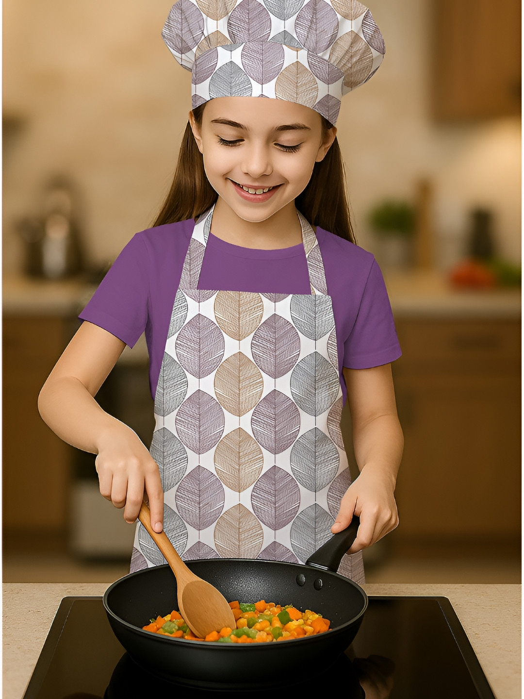 OASIS White & Mustard Printed Cotton Apron With Chef Cap