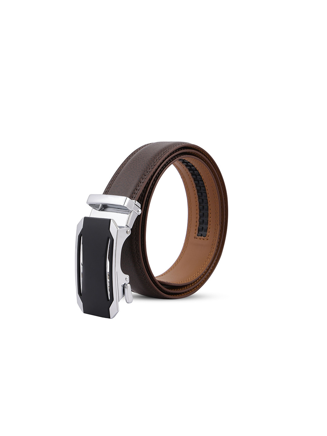 Pacific Gold Men Leather Formal Belt With A Slider Buckle Closure