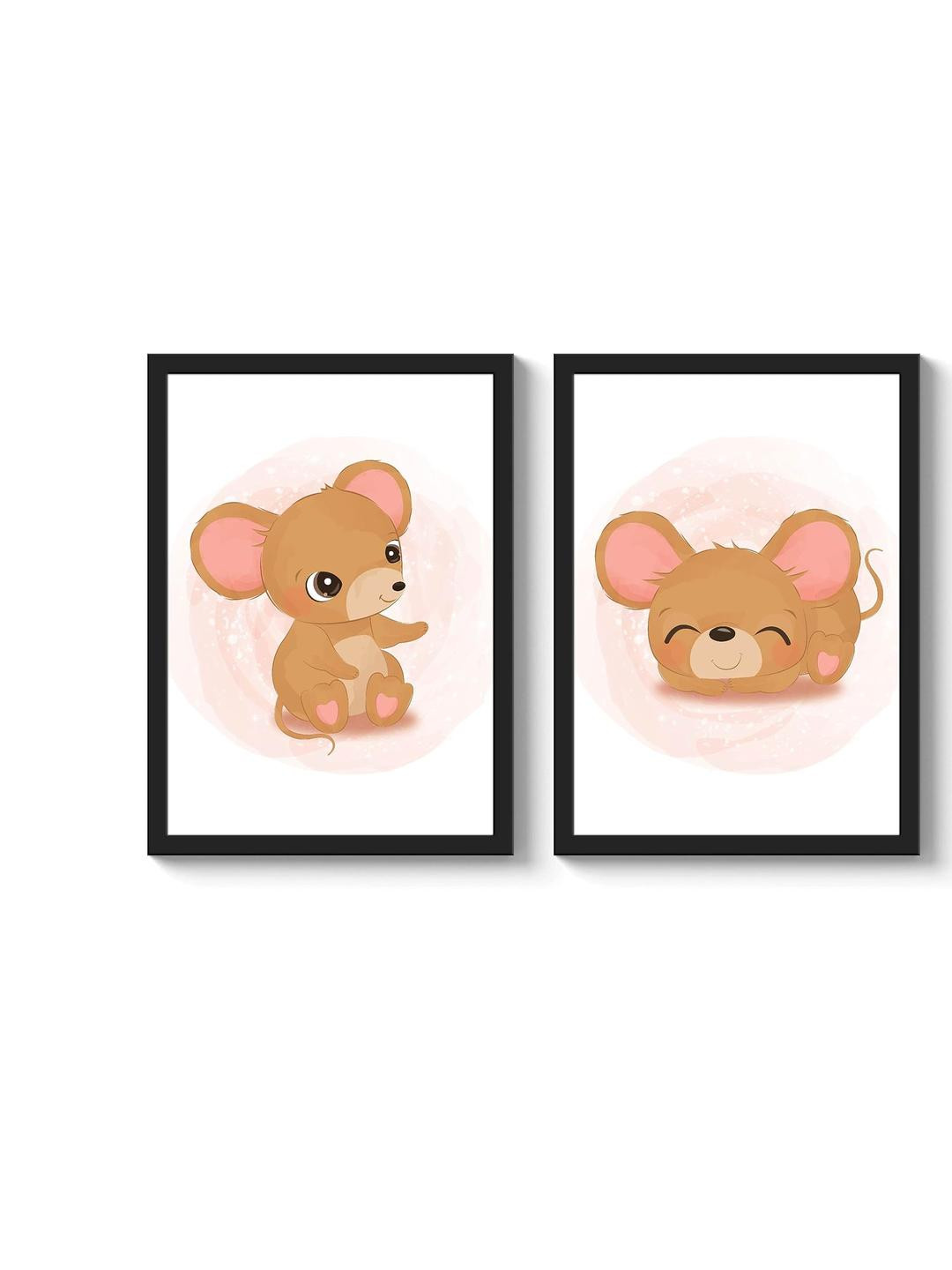 TAGVE Set of 2 Sleeping Baby Mouse Wall Paintings