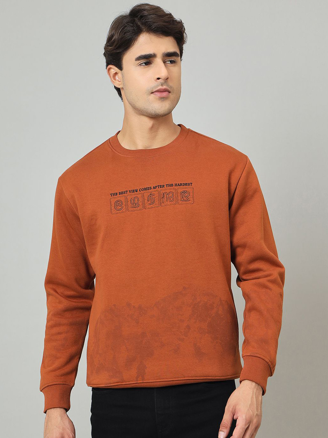 Duke Men Typography Embroidered Round Neck Pullover Sweatshirt