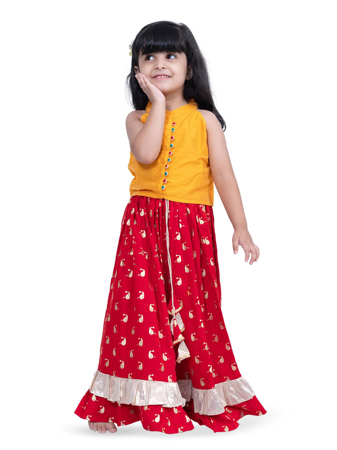 Twisha Girls Round Neck Top With Skirt