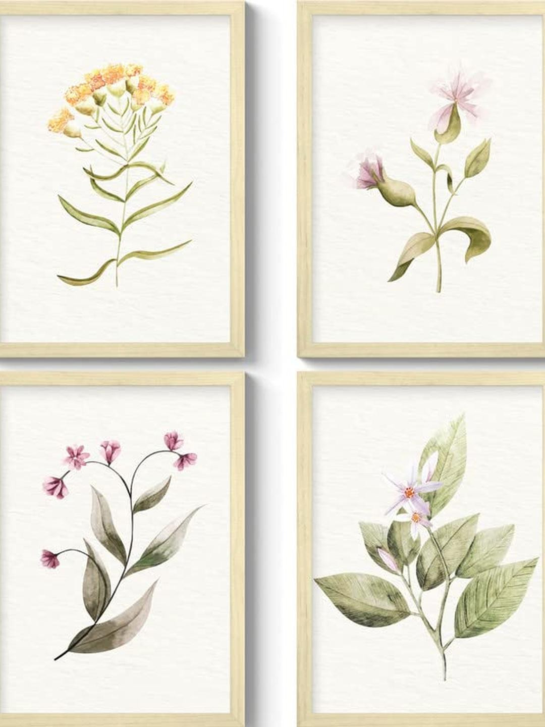 TAGVE Set of 4 Vintage Botany Floral Wall Frame