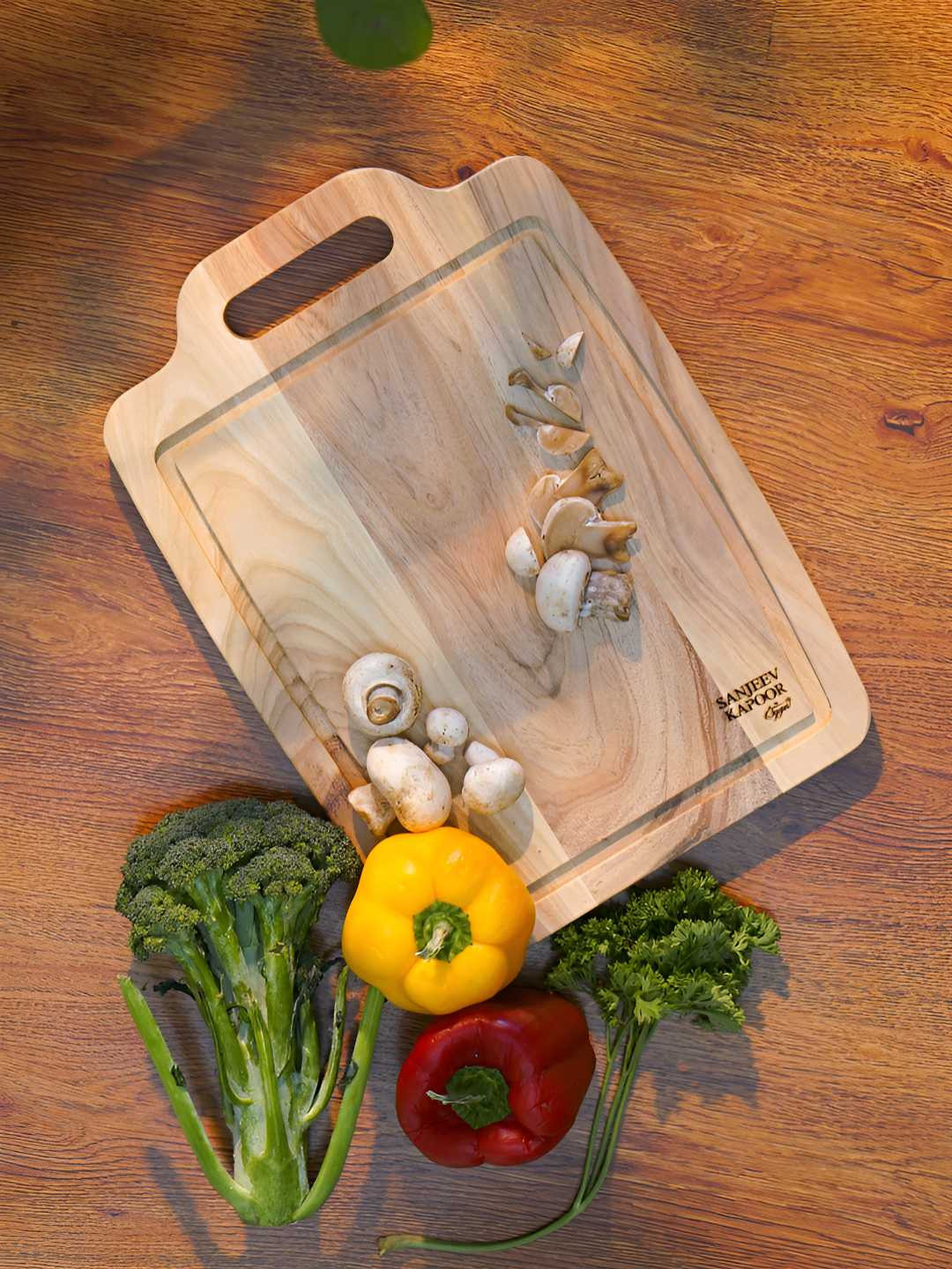 oggn Brown Neem Wood Rectangular Chopping Board