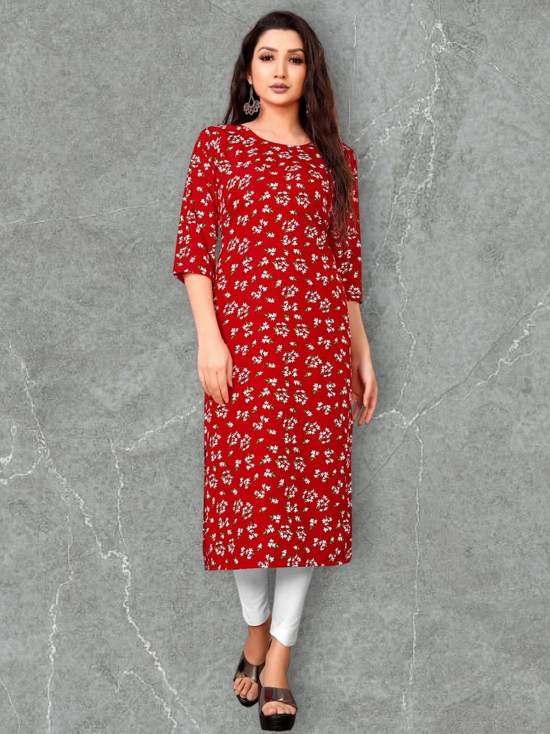 MANTRA DESIGNER Women  Red Crepe Kurtas