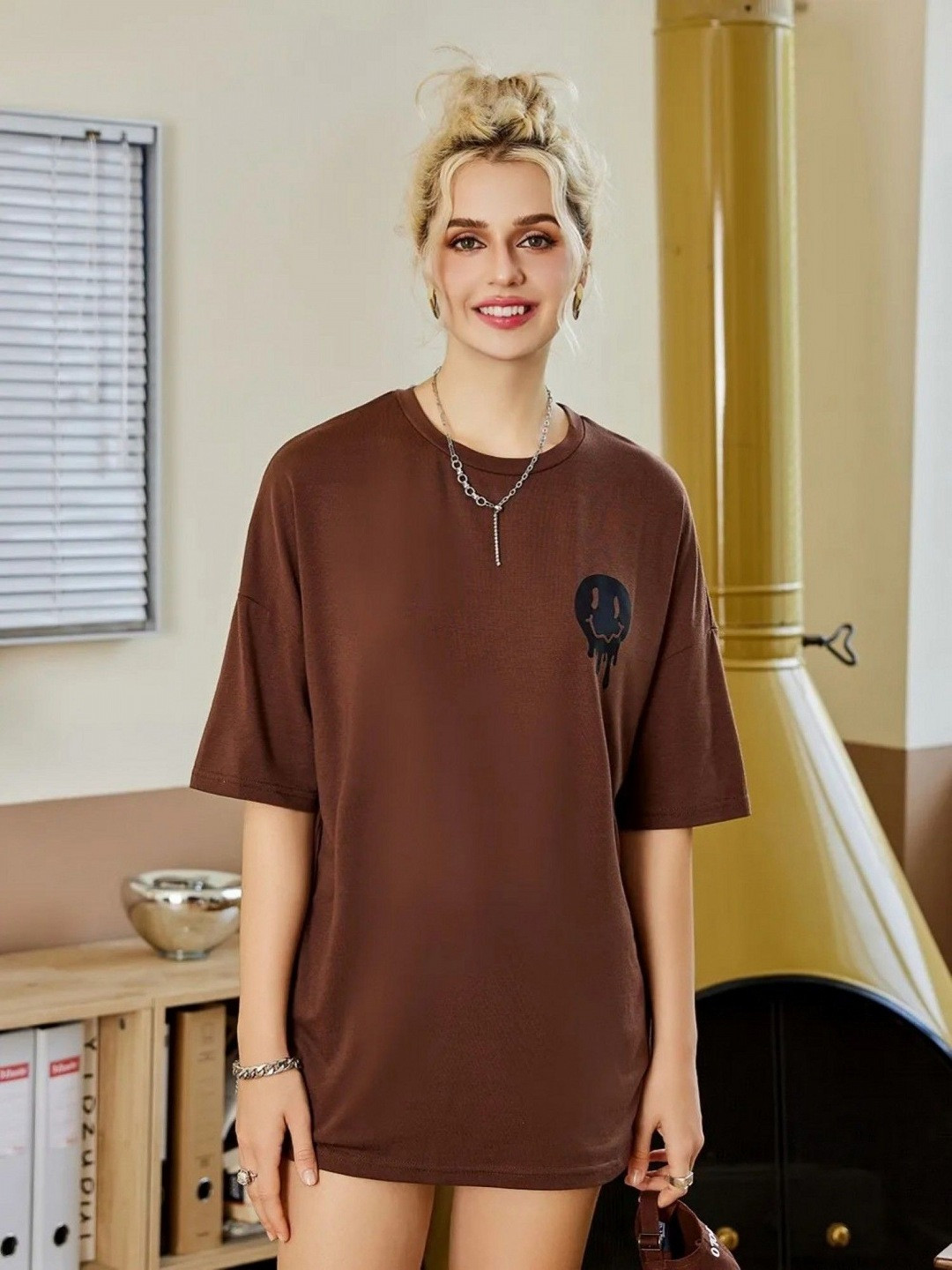 Christy World Graphic Printed Round Neck Relaxed Fit T-shirt